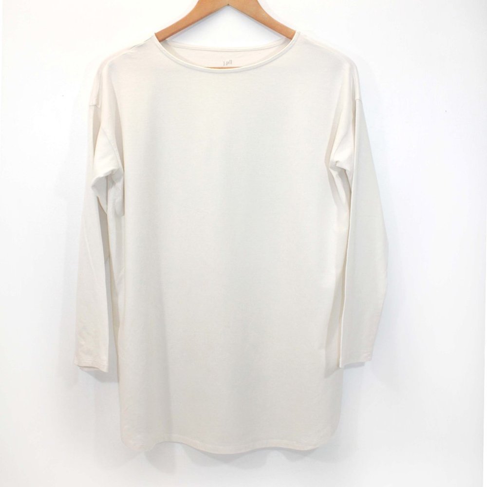 J. Jill Luxe Supima Ivory Off White 3/4 Sleeve Tunic Top Size S Petitie